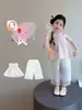 Conjunto Hanfu para Meninas Verão 2026 Novo Estilo Estilo Nacional Chinês Melhorado Infantil Fino Manga Curta Calça de Perna Larga Conjunto de Duas Peças