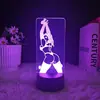 Luz de Noche LED 3D Creativa para Niñas Yoga Sexy, Adornos de Escritorio Luminosos, Lámpara de Mesa LED, Regalo de Atmósfera para Dormitorio y Mesita de Noche