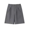 Shorts de Traje Plisados Estilo Retro Americano Old Money para Hombre, Holgados Simples Geniales Estilo Yamamoto Sueltos de Pierna Ancha de Cinco Puntos