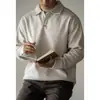 Moletom Gola Polo Manga Caída Caimento Solto Estilo Old Money para Homens, Fácil de Cuidar, Camiseta Casual Relaxada Manga Longa, Primavera 2026