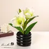 Duas Flores e Uma Fruta Sentir Magnólia Bonsai Flores Artificiais para Bonsai Ornamentos de Plantas Verdes Casa Interior Sala de Estar Flores de Bonsai Pequenas