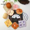 Pensamiento de siete colores Festival del Medio Otoño nueva tarjeta estilo chino empaque de flores empaque de caja de regalo para pastel de luna diseño DIY floristería