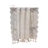 Funda de Tela Blanca de Encaje Moderno con Borlas para Mueble de TV Toalla para Sofá Mantel para Mesa de Comedor Mantel para Mesa de Café Cubierta Decorativa para Zapatero