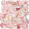 50 pegatinas vintage de acuarela rosa con animalitos tiernos, postres, lazos y diseños florales, adecuadas para materiales estilo ins transfronterizos