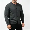 Cárdigan de punto para hombre estilo americano, cuello redondo, de un solo pecho, suéter texturizado de corte ajustado, top casual para primavera y otoño