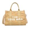 Bolso de Mano Grande de Lona con Estampado de Letras Estilo Calle Nuevo para Comercio Exterior Transfronterizo con Decoración de Rayas, Bolso Cruzado de Hombro para Mujer