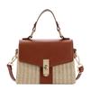 Bolsa feminina 2024 nova bolsa de ombro feminina moda fecho bolsa de palha casual portátil textura transversal pequena quadrada