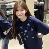Camiseta Branca Manga Curta Estampa Estrela Estilo Americano Seda de Leite para Mulheres 2026 Nova Verão Solta Casual