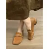 Nuevos mocasines planos de estilo retro con punta redonda para mujer, versátiles y cómodos, con diseño slip-on de gamuza tejida