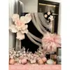 Decoración de Ambiente para Habitación de Boda Rosa Set de Boda Decoración de Arte Latte Sala de Estar de la Novia Bata de Baño Pared de Fondo para Fotos