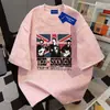 Camiseta de Algodão Puro Pesado Verão Tendência Solta Emagrecedora Estilo Hip-Hop Tie-Dye Gola Redonda Manga Curta Unissex Top para Casal