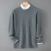 Comercio Exterior Al por Mayor Lana 100% Australiana para Hombre Cuello Redondo Engrosado Tejido de Punto Trenzado Otoño/Invierno Transfronterizo Casual Prenda Base Prendas de Punto Suéter