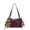 Bolsa de Ombro Único de Pelúcia Camurçada de Cor Contrastante de Alta Qualidade Grande Capacidade Bolsa Almofada Retrô para o Dia a Dia Design Estiloso Bolsa de Axila