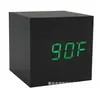 Relógio de Madeira LED Relógio de Voz Silenciosa Display Digital Quadrado Hora Temperatura Relógio Despertador Presente Logo Imprimível