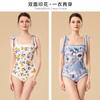 Nuevo Traje de Baño Reversible de una Pieza para Mujer Estilo Retro Francés Europeo y Americano 2024 con Estampado de Doble Cara y Diseño de Atar