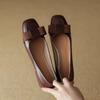 Zapatos de Cuero de Estilo Fragante de Estilo Francés para Mujer Primavera 2025 Nuevo Punta Cuadrada Tacón Grueso Lazo Retro Tacón Medio Zapatos de Capa Única