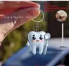 Chaveiro Pingente Decoração de Mochila Dente Fofo Criativo Novo Acrílico 2D Enfeite Plano para Pendurar no Carro