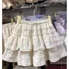 Saia de bolo estilo ballet francês para mulheres, nova coleção verão 2026, saia curta doce e valorizadora de cintura alta com barra de renda em linha A
