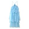 Aliexpress Ropa Transfronteriza Europea y Americana al por Mayor 2025 Principios de Primavera Nuevo Vestido Sexy Descubierto en la Espalda Decorado con Flores