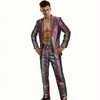 Traje Bronceado con Lentejuelas para Hombre Fiesta Cos Disco Escenario Antro Brillante Fresco Traje de Presentación Traje