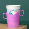 Portavasos de Papel Desechable Cubierta de Plástico Engrosado Portavasos Corrugado Ceremonia del Té Aislamiento Tapa Antiescaldado Base 10 Piezas