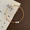 Pulsera Sencilla y Exquisita de Perla de Agua Dulce Zhuji en Forma de Gota, Pulsera Hecha a Mano Envuelta en Alambre de Cobre Dorado, Mayorista Fabricante de Joyería