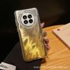 Aplicable a la carcasa del teléfono móvil Huawei Mate60pro con gradiente láser, carcasa protectora resistente a caídas con todo incluido, color bronceado, con cola de zorro, Mate50