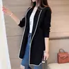 Nuevo abrigo suéter cárdigan de longitud media para primavera y otoño, holgado, moderno, elegante, versátil, casual, top de manga larga, ropa para mujer