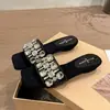 Primer Encuentro Jifa Zapatillas de Tacón Bajo Francesas para Mujer Verano Ropa de Exterior 2026 Nuevo Estilo con Faldas Sentido de Alta Gama Zapatillas Planas con Pedrería