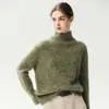 ¡Sencillo pero lujoso! Suéter 100% cachemir para mujer, con estampado floral, cuello semi-alto, tejido grueso de cachemir y abertura en los puños, perfecto como capa base.