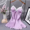 Venta al por mayor de lencería en stock: Vestidos tipo camisola sexys de encaje, estilo corte y malla transparente para mujer, con sujetadores incorporados