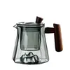 Tetera de Vidrio Alto Borosilicato Juego de Té al por Mayor Tetera con Asa de Madera Calefacción Eléctrica en Estufa Cerámica Cafetera Transparente Negro Procesamiento de Comercio Exterior