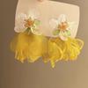 Novos Brincos de Flor Estilo Francês, Doces e de Conto de Fadas, Design de Moda de Luxo Leve, Acessórios de Orelha Elegantes