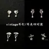 Pendientes Vintage de Rosa Blanca Parisina, Clips para Orejas sin Perforar para Mujer, Diseño de Nicho, Pendientes Elegantes y Versátiles
