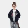 Jaqueta Casual Feminina de Primavera e Outono Novo Estilo Roupa Esportiva de Primavera para Crianças Maiores Cardigã com Capuz Moda Solta Estilosa Top para Meninas