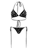 Bikini de Dos Piezas con Tirantes, Cruz de Pedrería, Estilo Callejero Y2K, Sexy, Nuevo Bikini de Personalidad Transfronterizo Europeo y Americano