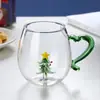 Caneca Temática de Natal, Caneca em Formato de Boneco de Neve, Caneca de Vidro Borossilicato Resistente ao Calor, Caneca Criativa Tridimensional, Caneca de Café para Casa