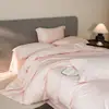 Juego de cuatro piezas de sábanas y funda de edredón de algodón de fibra larga 100% algodón, color sólido, juego de ropa de cama de alta gama, lujoso y elegante 4