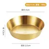 Fornecido Diretamente pelo Fabricante, Prato de Kimchi em Aço Inoxidável, Prato de Acompanhamento Estilo Coreano Dourado Sem Aro para Restaurante de Churrasco, Prato para Molho, Prato para Mergulhar Temperos