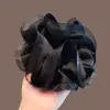 Elástico de Cabelo Franzido Estilo Francês Lazy Chic, Corda de Cabelo Versátil Preta, Acessório de Cabelo Elegante para Rabos de Cavalo