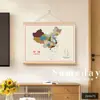 Mapa de China Decoración para Sala de Estar Pintura Cuerda para Colgar Mural Estilo Tronco Pintura Colgante para Entrada Lienzo Colgante para Estudio Pintura de Pared para Dormitorio