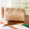 Bolsa Cosmética Enrugada, Bolsa de Mão Portátil Impermeável para Viagem de PU com Aparência Sofisticada, Bolsa Cosmética Portátil com Abertura