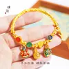 Brazalete Familiar de Tres Bestias Devoradoras de Oro Sha Jin Vietnamita de Larga Data Ping An Alegría Media Pulsera Pulsera Accesorios Retro Mujer
