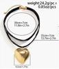 Colar Choker Europeu e Americano Transfronteiriço Ajustável com Fio Encerado de Arco, Joia Simples com Pingente Grande de Coração de Pêssego em Forma de Coração