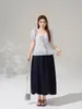 Falda Vaquera Elástica de Cintura Alta con Cordón, Corte en A para Mujer, Nueva Ropa para Mujer Tallas Grandes, Falda Media Adelgazante y Favorecedora 65553