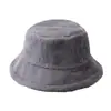 Sombrero de pescador de felpa engrosada de moda para mujer, otoño e invierno, sombrero de cubo cálido de imitación de piel de conejo, sombrero de cubo de color sólido