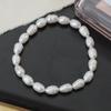 Pulsera de hilo de perlas de agua dulce naturales genuinas para venta al por mayor, pulsera elástica de cuentas de arroz, regalos promocionales publicitarios