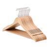 Percha de madera maciza al por mayor de fábrica, percha de ropa, percha de madera para tienda de ropa, percha de troncos antideslizante para el hogar