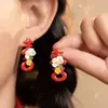 Pendientes de la Fortuna de Año Nuevo para Mujer 2026 Nuevos Pendientes de Botón Rojos Festivos Populares Diseño Único Pendientes de Gama Alta