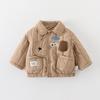 Traje acolchado de manga larga para bebé niño, Otoño e Invierno, Dibujos animados lindos, Bebé, Finales de otoño, Abrigo cálido, Conjunto de dos piezas moderno